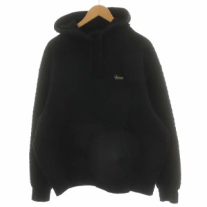 【中古】シュプリーム SUPREME Hooded Sweatshirt マイクロ キルト フーディー スウェットシャツ L 黒