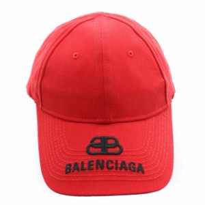 【中古】バレンシアガ BALENCIAGA HAT BB VISOR CAP BB ロゴ刺繍 キャップ 577548 野球帽 帽子 L 58cm 赤