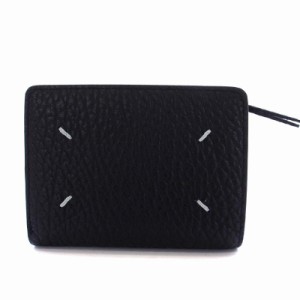 【中古】メゾンマルジェラ 11 SMALL FLIP FLAP WALLET フリップフラップウォレット 二つ折り財布 レザー 黒