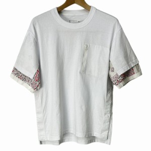 【中古】サカイ sacai 22SS Bandana Print T-Shirt バンダナプリントTシャツ カットソー 半袖 切替 白 ホワイト 1