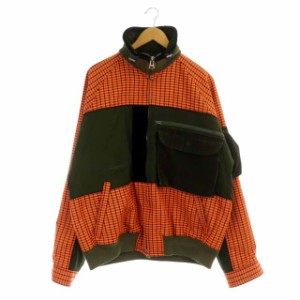 【中古】サカイ sacai 19FW チェック柄×コーデュロイドッキングジャケット ブルゾン ジップアップ アウター