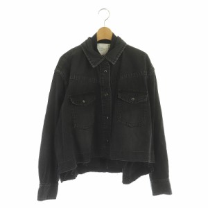 【中古】サカイ sacai デニムシャツダブルレイヤージャケット オーバーサイズ デザイン 2 チャコール 黒 20-04932