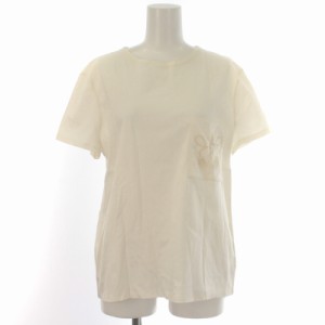 【中古】エルメス HERMES Tシャツ カットソー 半袖 クルーネック 刺繍 42 L 白 ホワイト /BB レディース