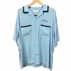 【中古】未使用品 セリーヌ CELINE 21SS ルーズボーリングシャツ Loose Bowling Shirt 半袖シャツ 42 XS 青 2C516852C