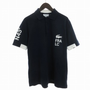 【中古】ラコステ LACOSTE ポロシャツ 半袖 カットソー コットン プリント PH889EL ネイビー L トップス メンズ