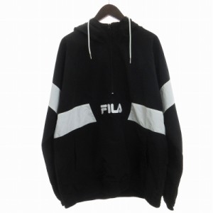 【中古】フィラ FILA ハーフジップパーカー アノラック ナイロン ロゴ 刺繍 FH7634 黒 LL トップス  メンズ