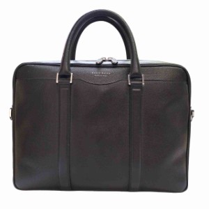 【中古】ヒューゴボス HUGO BOSS ビジネスバック ハンドバッグ ブリーフケース ダブルジップ レザー イタリア製 黒