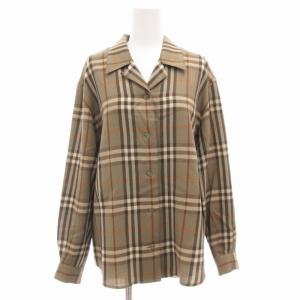 美品✨バーバリーロンドン 丸襟 ノバチェックフリルシャツ L 美品】バーバリーロンドンノバチェックフリルシャツブラウスリネンXL