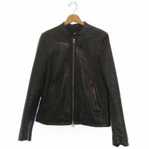 美品 23区 ラムレザージャケット 羊革 黒 40 L ジップアップ