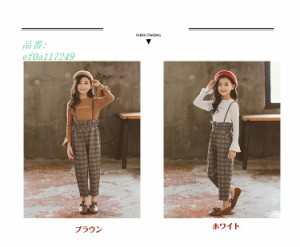 韓国 トップス＋オールインワン シャツ＋パンツ ブラウス＋ズボン 子供服 キッズ服 女の子 セットアップ上下セット ジュニアボトムス通園