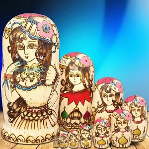 マトリョーシカ ロシア 人形 民芸品 土産物 手作り人形 洋風 オブジェ 手描き 北欧雑貨 ギフト 伝統工芸 インテリア雑貨 10個組20cm