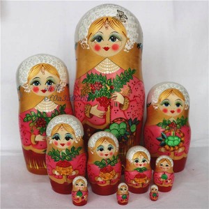 マトリョーシカ ロシア 人形 民芸品 土産物 手作り人形 北欧雑貨 10個組27cm インテリア雑貨 伝統工芸 洋風 オブジェ 手描き