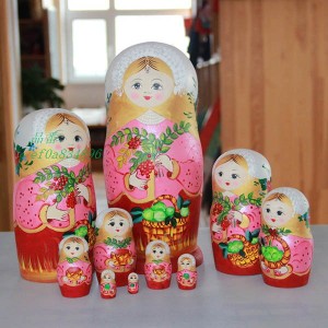 マトリョーシカ ロシア 人形 民芸品 土産物 手作り人形 誕生日 北欧雑貨 10個組27cm 伝統工芸 洋風 インテリア雑貨 オブジェ 手描き