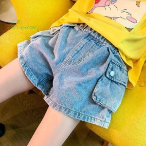 子供服 デニムパンツ パンツ ボ女の子 春夏 入学式 おしゃれ 卒園式卒業式 カジュアル ポケット 半ズボン 小学生 ハーフパンツ 通学