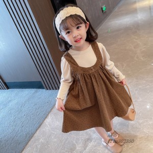 子供服 2点セット 上下セット サロペットスカート ニット 女の子 可愛い 長袖 オシャレ きれいめ 春秋 舞台 七五三 カジュアル 花柄 パフ