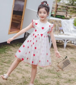 チュールワンピース ドレス ベビー キッズ 子供服 ハード 女の子 子ども服 韓国 春夏 ガールズ 120CM かわいい110CM 130CM 半袖ワンピー