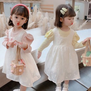 子供服 スカートセット 2点セット 上下セット 新春 可愛い きれいめ 七五三 2色 サロペットスカート 長袖 ハート オシャレ 女の子 カジュ