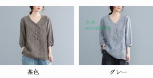 トップス シャツ ブラウス 7分袖 春 夏 ストライプ柄 シャツブラウス シンプル 通勤 40代体型カバー ｔシャツ 通学 レディース チュニッ