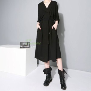 ワンピース ロングワンピース OVERSIZE Vネック 春物 夏 新作 着痩せ シャツ ゆったり 上品 オシャレ お出かけ