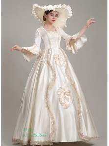 ロングドレス 貴族ドレス 中世ヨーロッパ ステージ サーキュラーカフス 貴婦人 撮影 帽子付き スクエアネック ワンピース プリンセスライ