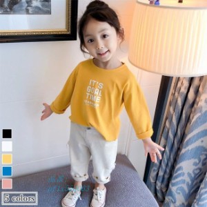 女の子 長袖Tシャツ ジュニアTシャツ ゆったり 長袖 Tシャツ キッズ 子供服 秋 クルーネック 春 女児 トップス コットンTシャツ カットソ