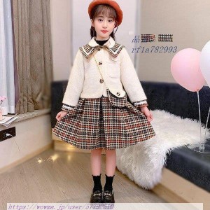 韓国子供服 セットアップ キッズ 女の子 フォーマル 2点セット リボン 受験用 アウター ジャンパースカート 七五三 パーティー 結婚式 チ