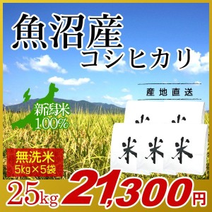 お米 25kg 無洗米 魚沼産コシヒカリ (5kg×5袋) 令和5年産 新米 / 米 最高級銘柄 新潟米 ブランド米 新潟 新潟県産 国内産 人気 おいしい