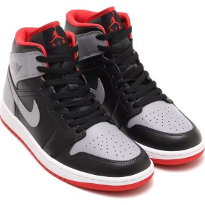 [ナイキ] エア ジョーダン 1 MID [AIR JORDAN 1 MID] ブラック/ファイヤーレッド/ホワイト/セメントグレー DQ8426-006 日本国内正規品 