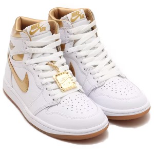 [ナイキ] エア ジョーダン 1 レトロ HIGH OG "White and Gold" [W AIR JORDAN 1 RETRO HIGH OG "White and Gold"] ホワイト/ガムライトブ