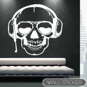 ハロウィン ウォールステッカー DJがいこつ ドクロ 骸骨 ホワイト クロス 窓用シール 壁飾り パーティ イベント Rk578