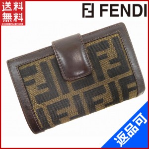 フェンディ 財布 FENDI 二つ折り財布 がま口財布 ブラウン×ベージュ×ブラック 人気 激安 【中古】 X6405の通販はWowma!（ワ