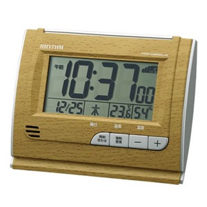 【正規品】リズム RHYTHM 時計 クロック 8RZ165SR07 電波目覚まし時計 温湿度計 フィットウェーブD165