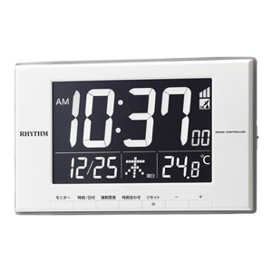 【正規品】リズム RHYTHM 時計 クロック 8RZ209SR03 掛置兼用 電波デジタル目覚まし時計 温度計 ルークデジットD209