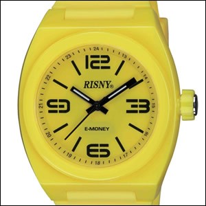 RISNY リスニー 腕時計 RS-001M-02 ユニセックス 電子マネーEdy エディ 搭載 FeliCaチップ搭載 おサイフ 電子決済 YELLOW イエロー