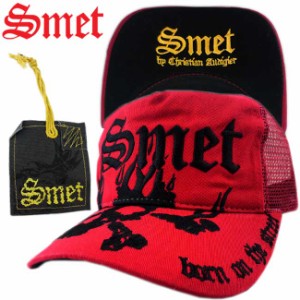 【新品】 SMET Hat Cap Basic SKULL FLAME Red スメット メッシュキャップ ベーシック スカル フレーム レッド 【帽子/mesh】