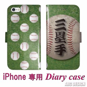 iPhone12 スマホケース 手帳型 アイフォン13 Mini 11 Pro Max SE 第3世代 第2世代 8 7 カバー 野球ボール 応援 三塁手 サード スポ根 ア