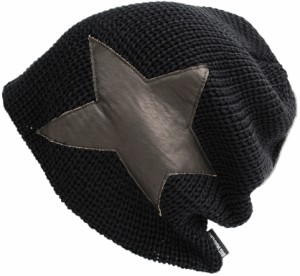 BIGWATCH正規品 大きいサイズ 帽子 メンズ ラージスター ビッグワッチ /ブラック黒/ニットキャップ/Ｌサイズ/ルーズ/ニット帽子/Ｌサイズ