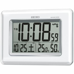 SEIKO セイコー 掛け時計 液晶表示付 置き時計 電波 デジタル カレンダー 温度 湿度表示 白パール SQ424W セイコー クロック【お取り寄せ