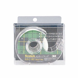 スコッチ メンディングテープ 810 小巻 18mm×30m ディスペンサー付 クリアケース入 1個