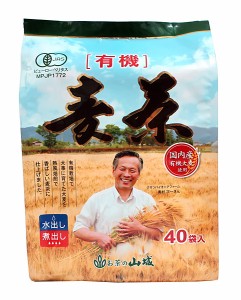 【送料無料】★まとめ買い★　山城茶　国内産有機栽培麦茶ティーバッグ　10ｇｘ40Ｐ　×15個【イージャパンモール】