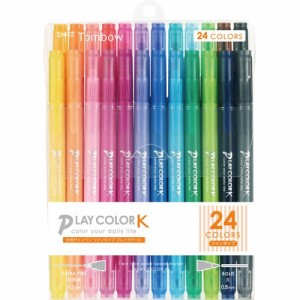 トンボ鉛筆 水性サインペン プレイカラーK ツインタイプ 24色(各色1本) 1パック
