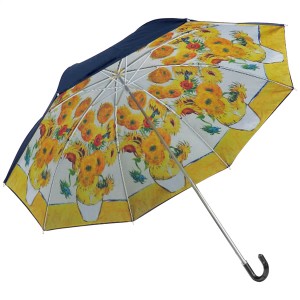 【送料無料】晴雨兼用名画折りたたみ傘　ＡＵ−０２５１４（ゴッホ　ひまわり）【ギフト館】