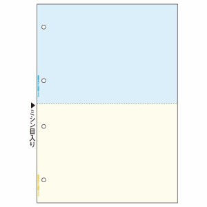 マルチプリンタ帳票 A4 カラー 2面(ブルー/クリーム) 4穴 1冊(100枚)