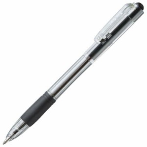 ノック式油性ボールペン グリップ付 0.7mm 黒 (軸色:クリア) 1パック(10本)