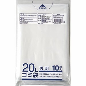 業務用透明 メタロセン配合厚手ゴミ袋 20L 1パック(10枚)