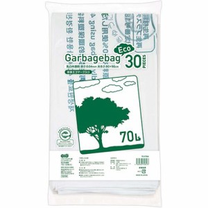 リサイクルポリ袋(エコデザイン) 乳白半透明 70L 1パック(30枚)