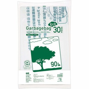 リサイクルポリ袋(エコデザイン) 乳白半透明 90L 1パック(30枚)