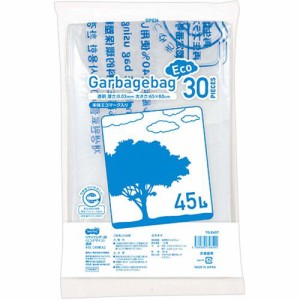 リサイクルポリ袋(エコデザイン) 透明 45L 1パック(30枚)