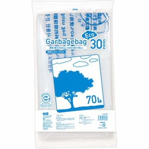 リサイクルポリ袋(エコデザイン) 透明 70L 1パック(30枚)