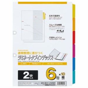 2穴 ラミネートタブインデックス A4タテ 6色6山+扉紙 1パック(10組)